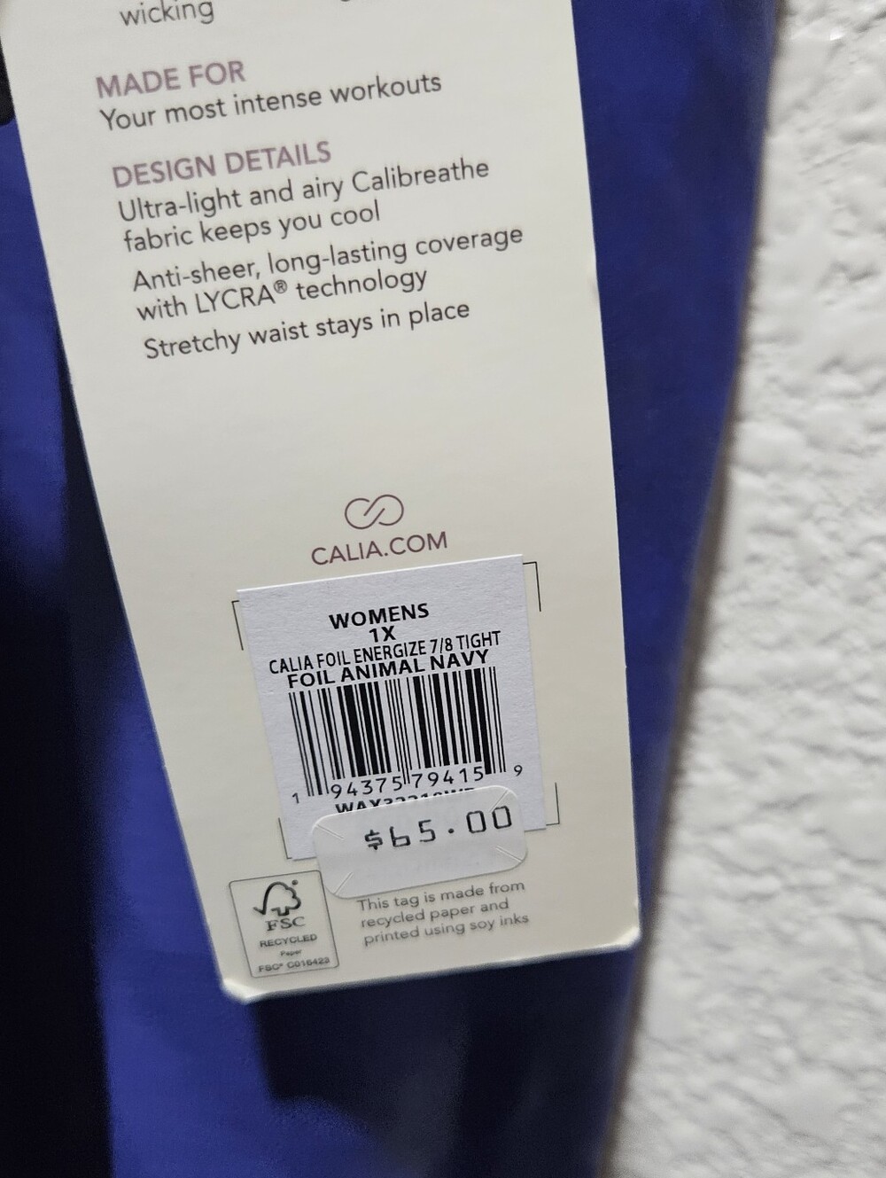 Calia Energy Collection High Rise Legging - Foil Navy- Size 1X - Picture 2 of 9